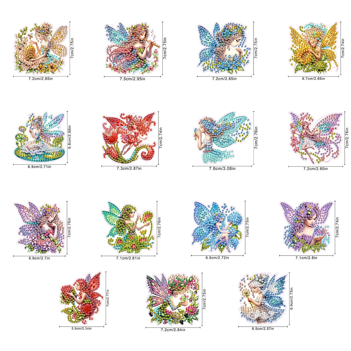 15pcs Fairies 2D Acrylic DIY Special-Shaped Diamond Art Fridge Magnet Kit Decor