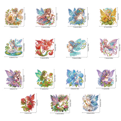 15pcs Fairies 2D Acrylic DIY Special-Shaped Diamond Art Fridge Magnet Kit Decor