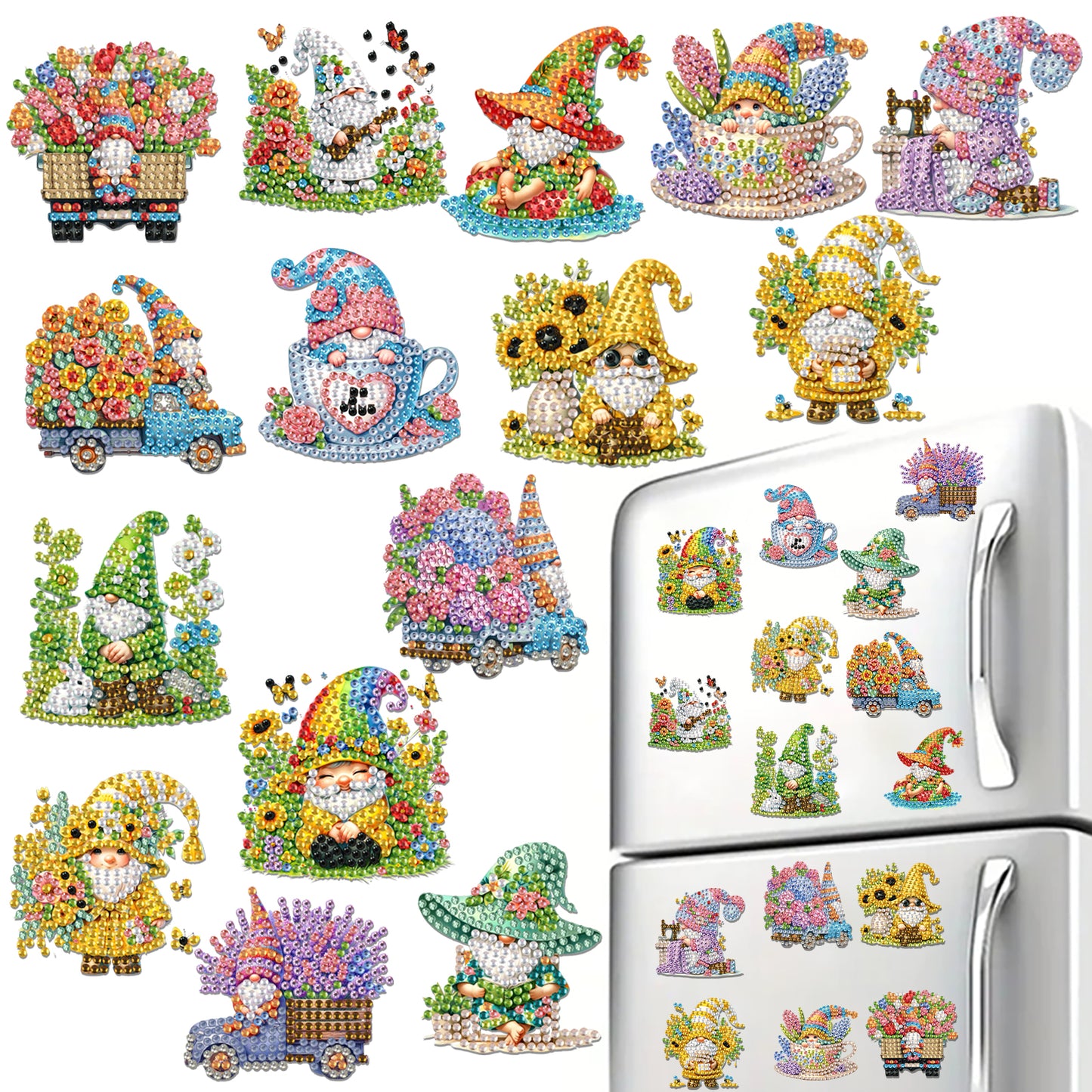15pcs Goblins 2D Acrylic DIY Special-Shaped Diamond Art Fridge Magnet Kit Decor