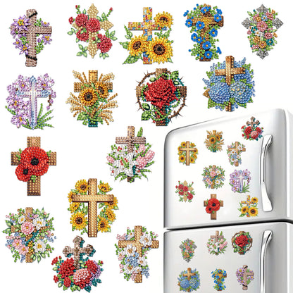 15pcs Faith 2D Acrylic DIY Special-Shaped Diamond Art Fridge Magnet Kit Decor