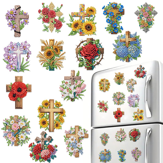15pcs Faith 2D Acrylic DIY Special-Shaped Diamond Art Fridge Magnet Kit Decor