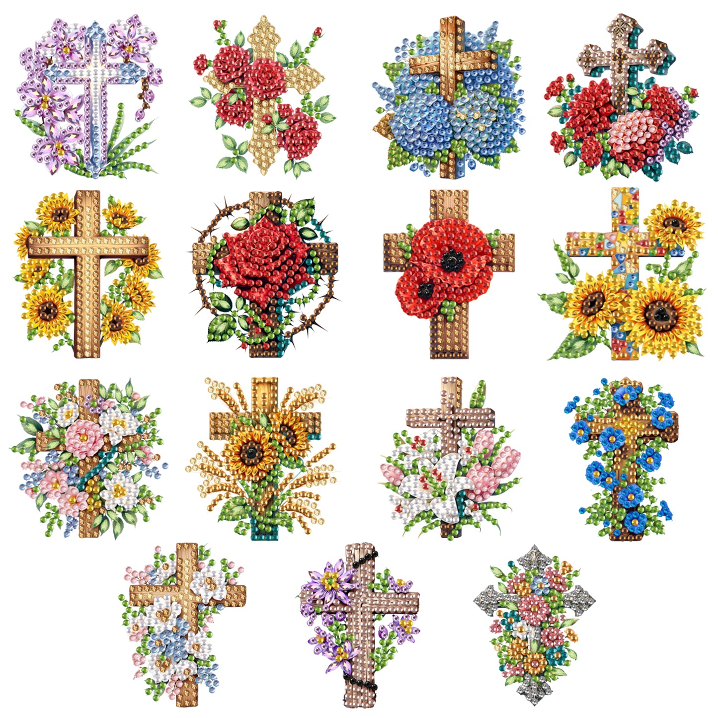 15pcs Faith 2D Acrylic DIY Special-Shaped Diamond Art Fridge Magnet Kit Decor