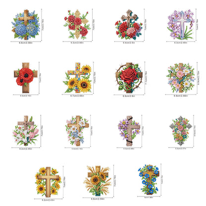 15pcs Faith 2D Acrylic DIY Special-Shaped Diamond Art Fridge Magnet Kit Decor
