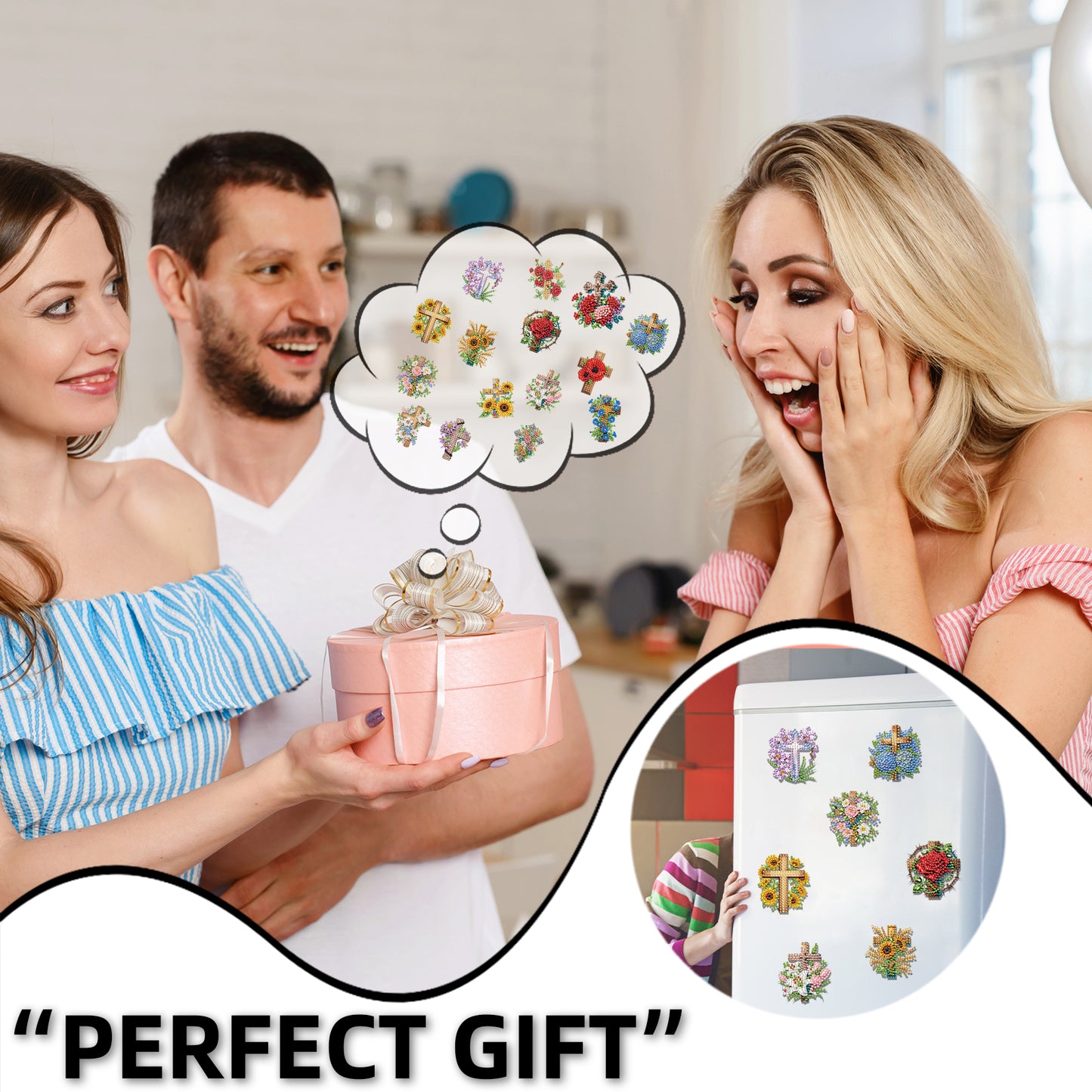 15pcs Faith 2D Acrylic DIY Special-Shaped Diamond Art Fridge Magnet Kit Decor