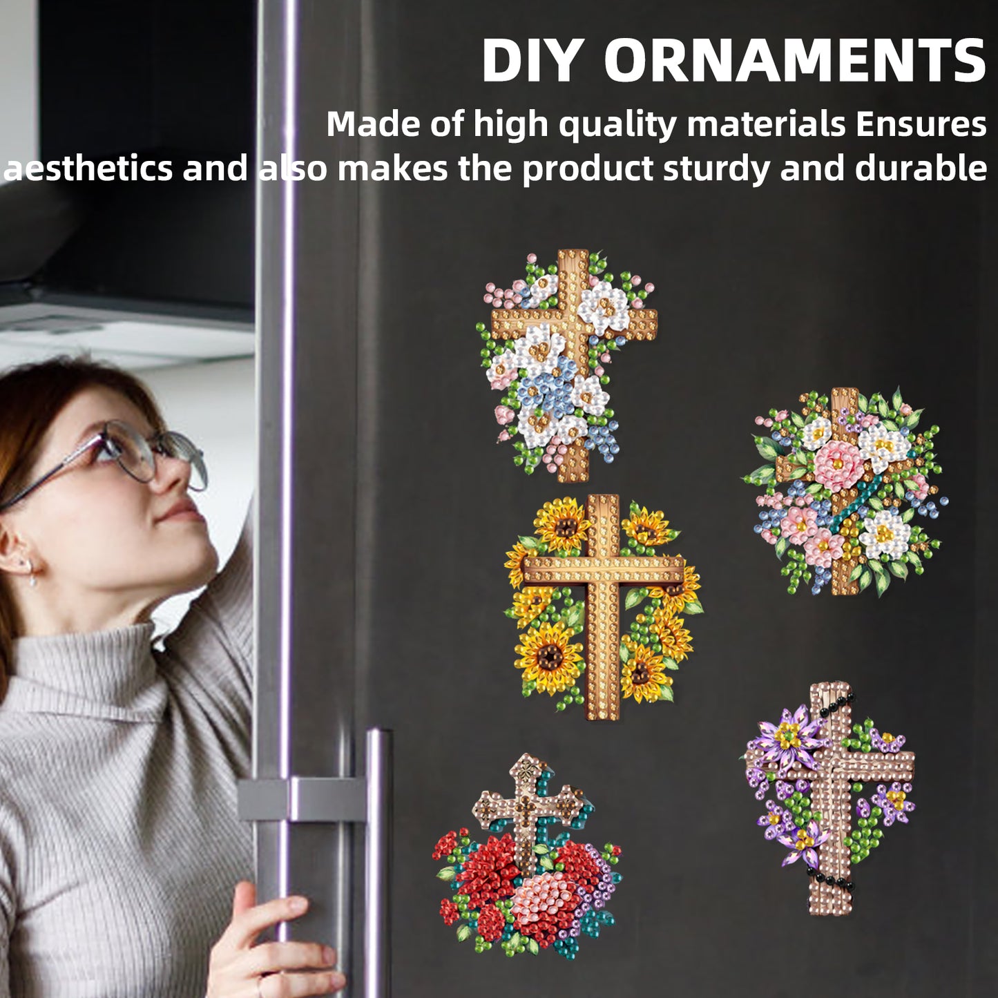 15pcs Faith 2D Acrylic DIY Special-Shaped Diamond Art Fridge Magnet Kit Decor