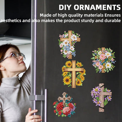15pcs Faith 2D Acrylic DIY Special-Shaped Diamond Art Fridge Magnet Kit Decor