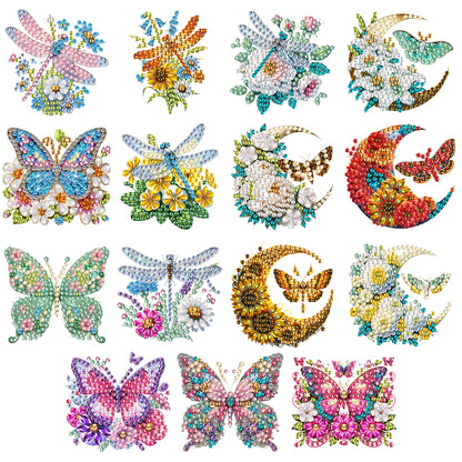 15pcs Butterflies 2D Acrylic DIY Special-Shaped Diamond Art Fridge Magnet Kit