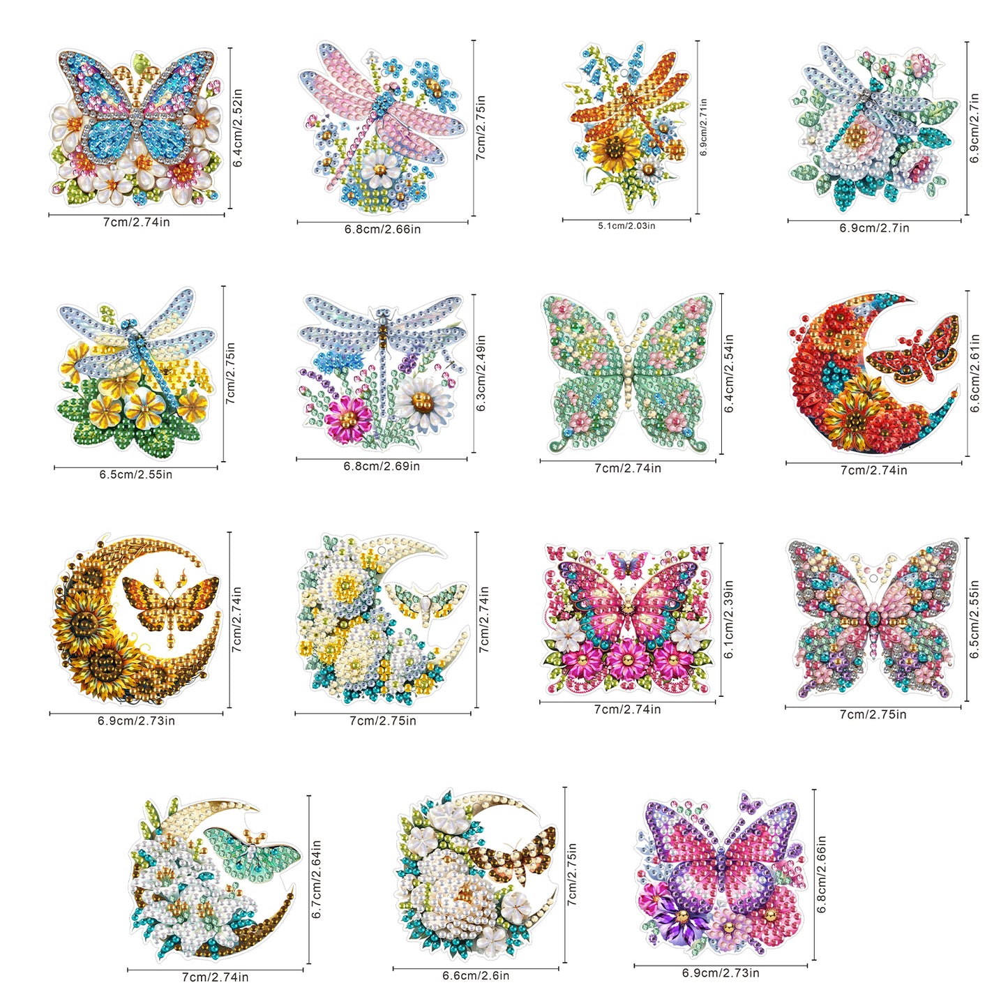 15pcs Butterflies 2D Acrylic DIY Special-Shaped Diamond Art Fridge Magnet Kit