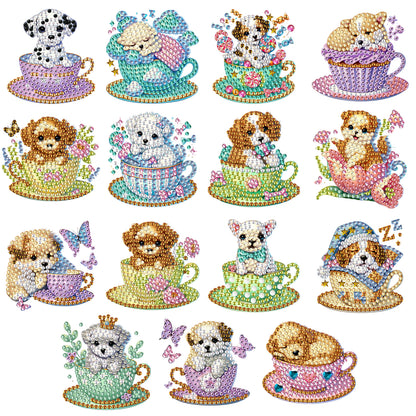 15pcs Dog 2D Acrylic DIY Special-Shaped Diamond Art Fridge Magnet Kit Home Decor