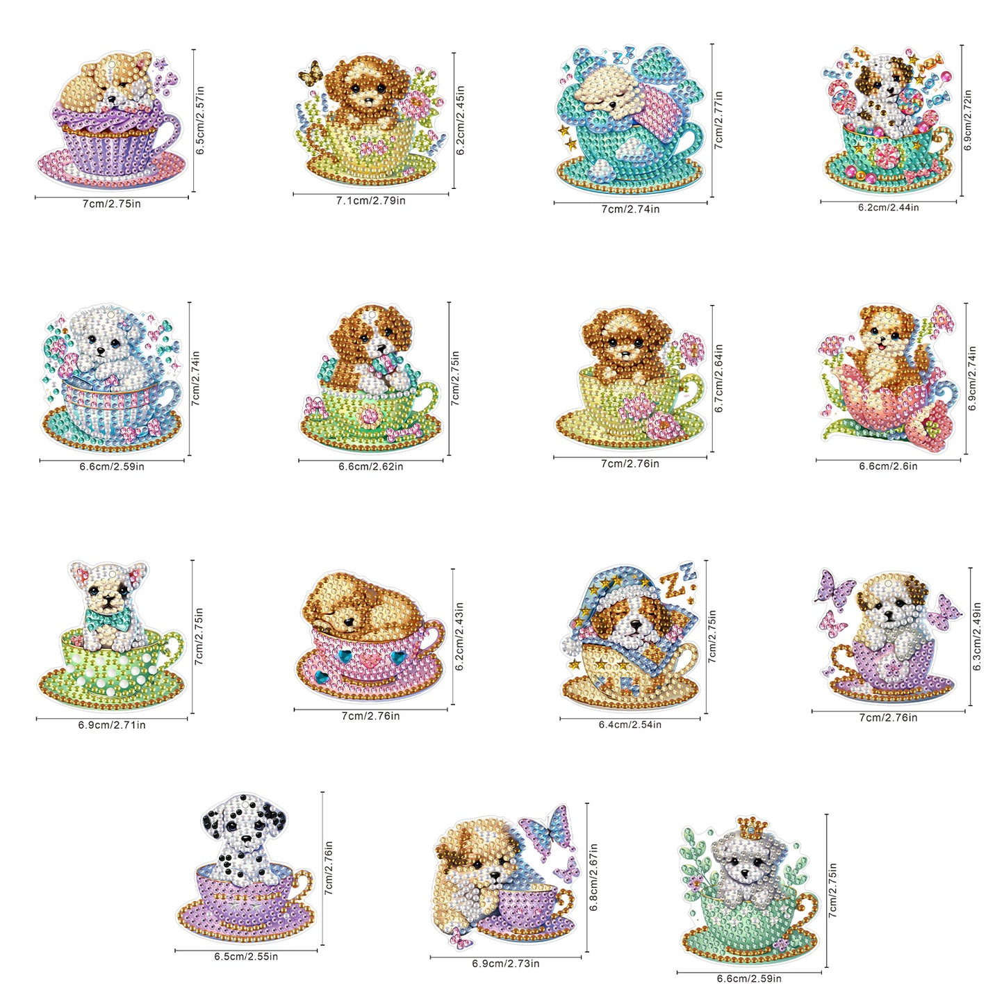 15pcs Dog 2D Acrylic DIY Special-Shaped Diamond Art Fridge Magnet Kit Home Decor