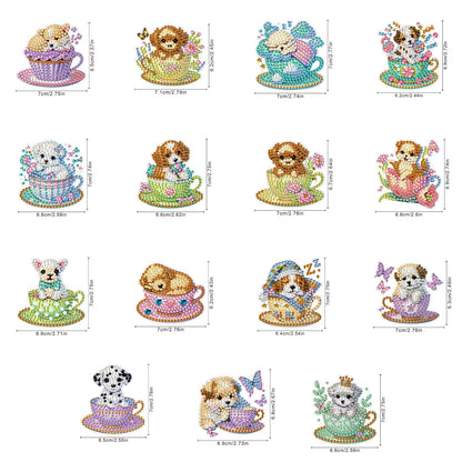 15pcs Dog 2D Acrylic DIY Special-Shaped Diamond Art Fridge Magnet Kit Home Decor