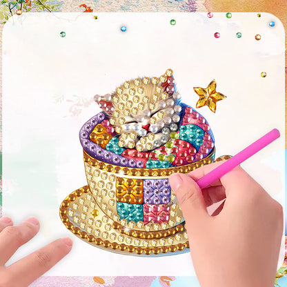 15pcs Cat 2D Acrylic DIY Special-Shaped Diamond Art Fridge Magnet Kit Home Decor