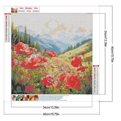 Flowers And Mountains - Full Round Drill Diamond Painting 40*40CM