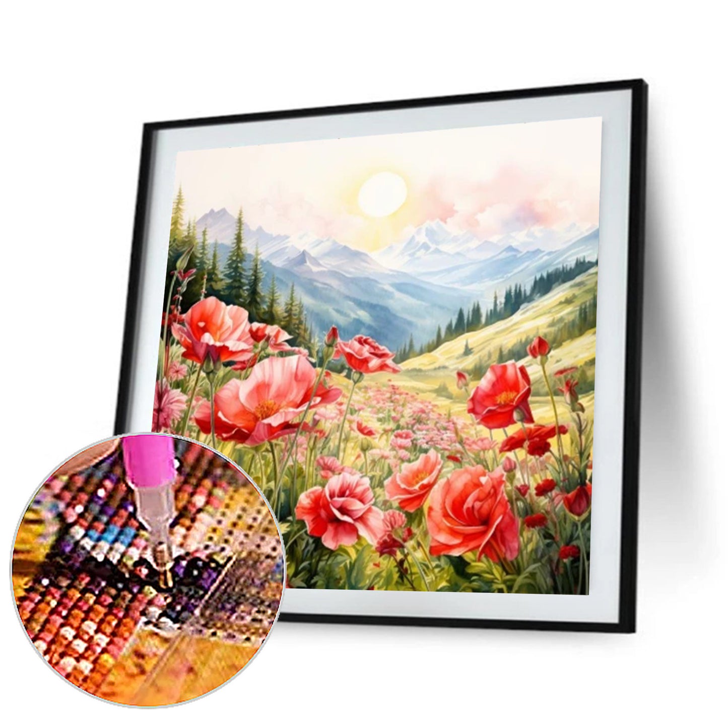 Flowers And Mountains - Full Round Drill Diamond Painting 40*40CM