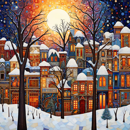 Snowy Cabin - Full Round Drill Diamond Painting 40*40CM