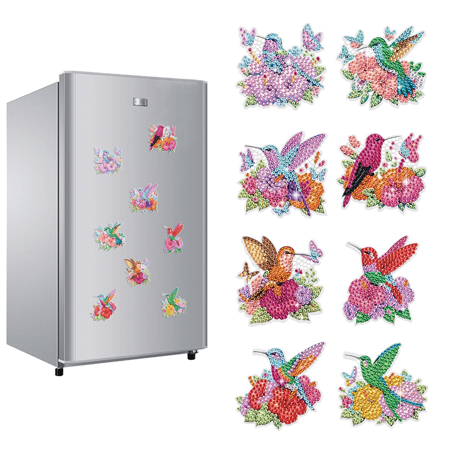 16Pcs Butterfly Hummingbird DIY Fridge Diamond Painting Magnets Stickers Gifts