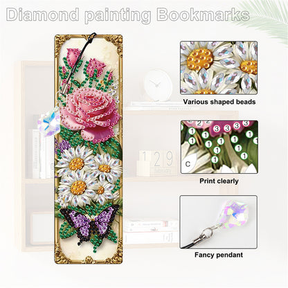12Pcs Butterfly Flowers DIY Diamond Painting Bookmark for Adults Book Lovers