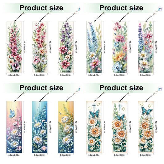 12Pcs Bouquet Flowers DIY Diamond Painting Bookmark for Adults Book Lovers Gifts