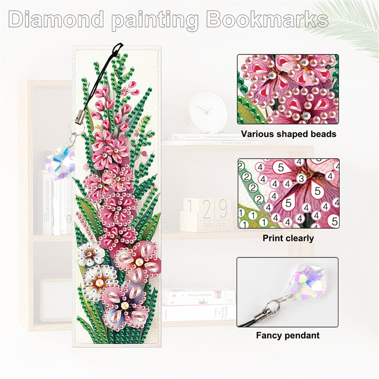 12Pcs Bouquet Flowers DIY Diamond Painting Bookmark for Adults Book Lovers Gifts