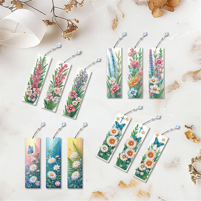12Pcs Bouquet Flowers DIY Diamond Painting Bookmark for Adults Book Lovers Gifts
