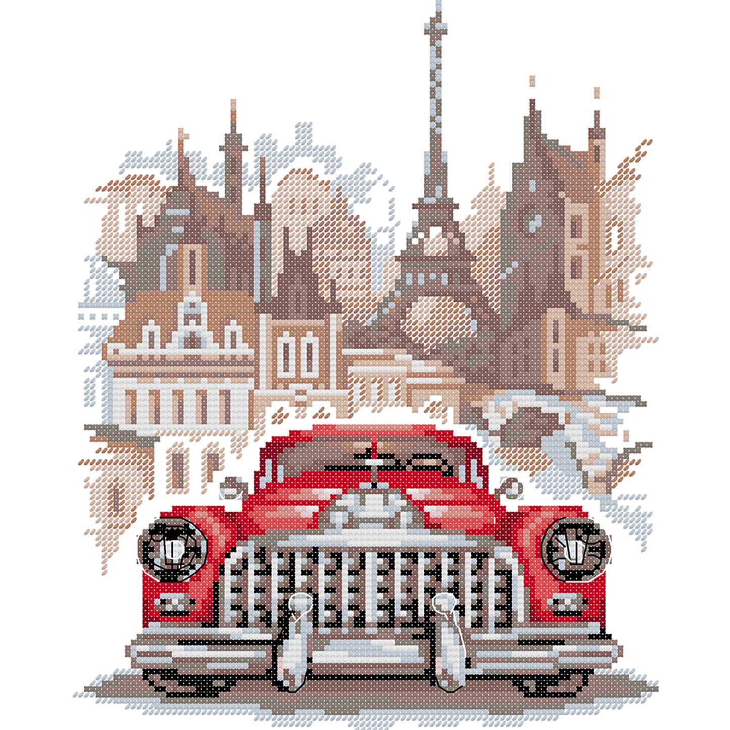 Retro Buick - 14CT Stamped Cross Stitch 25*30CM(Joy Sunday)