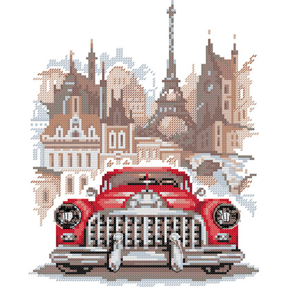Retro Buick - 14CT Stamped Cross Stitch 25*30CM(Joy Sunday)