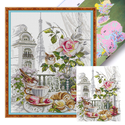 Paris Morning - 14CT Stamped Cross Stitch 37*48CM (Joy Sunday)