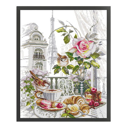 Paris Morning - 14CT Stamped Cross Stitch 37*48CM (Joy Sunday)