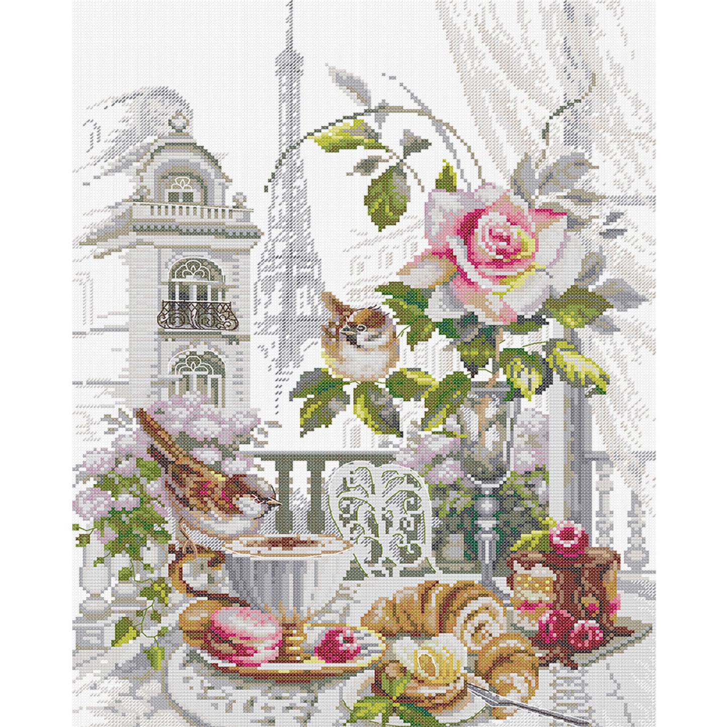 Paris Morning - 14CT Stamped Cross Stitch 37*48CM (Joy Sunday)