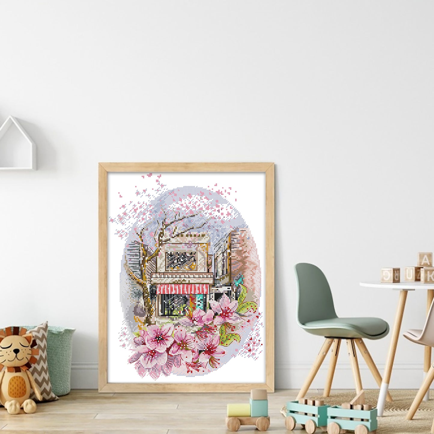 Cherry Blossoms In Full Bloom - 14CT Stamped Cross Stitch 29*37CM(Joy Sunday)