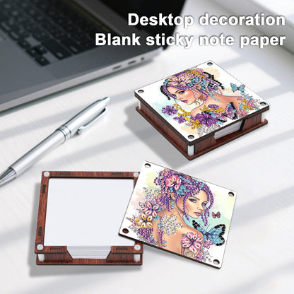 4pcs Wooden DIY Elegant Girl Diamond Painting Kit Note Box with 480 Papers Gifts