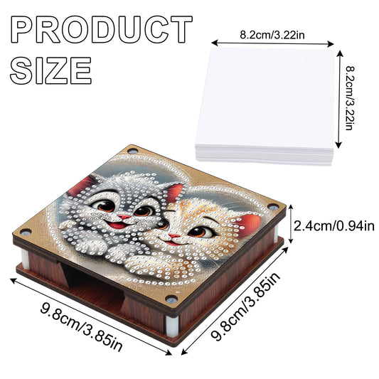 4pcs Wooden DIY Bunny Cat Diamond Painting Kit Note Box with 480 Papers Gifts