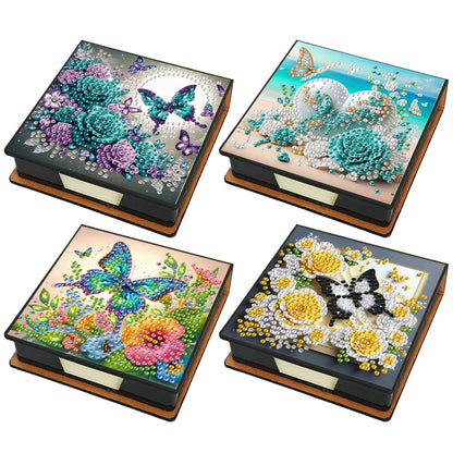 4pcs Flower Butterfly 2 PU DIY Diamond Painting Kit Note Box with 160 Papers