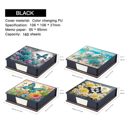 4pcs Flower Butterfly 2 PU DIY Diamond Painting Kit Note Box with 160 Papers