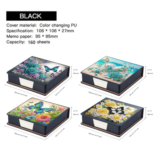 4pcs Flower Butterfly 2 PU DIY Diamond Painting Kit Note Box with 160 Papers