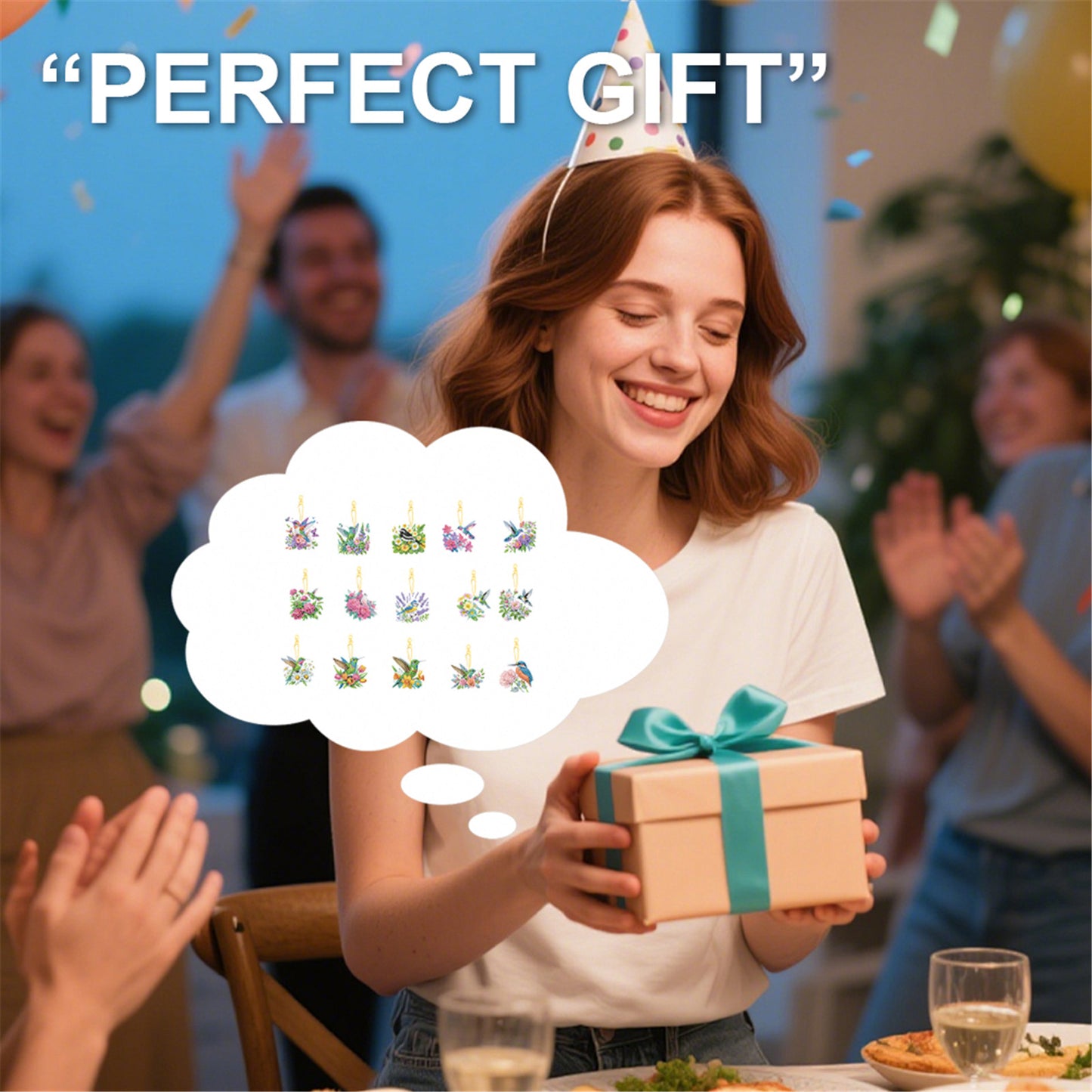 15Pcs Flowers Birds DIY Double Sided Diamond Painting Keychain Kits for Adults