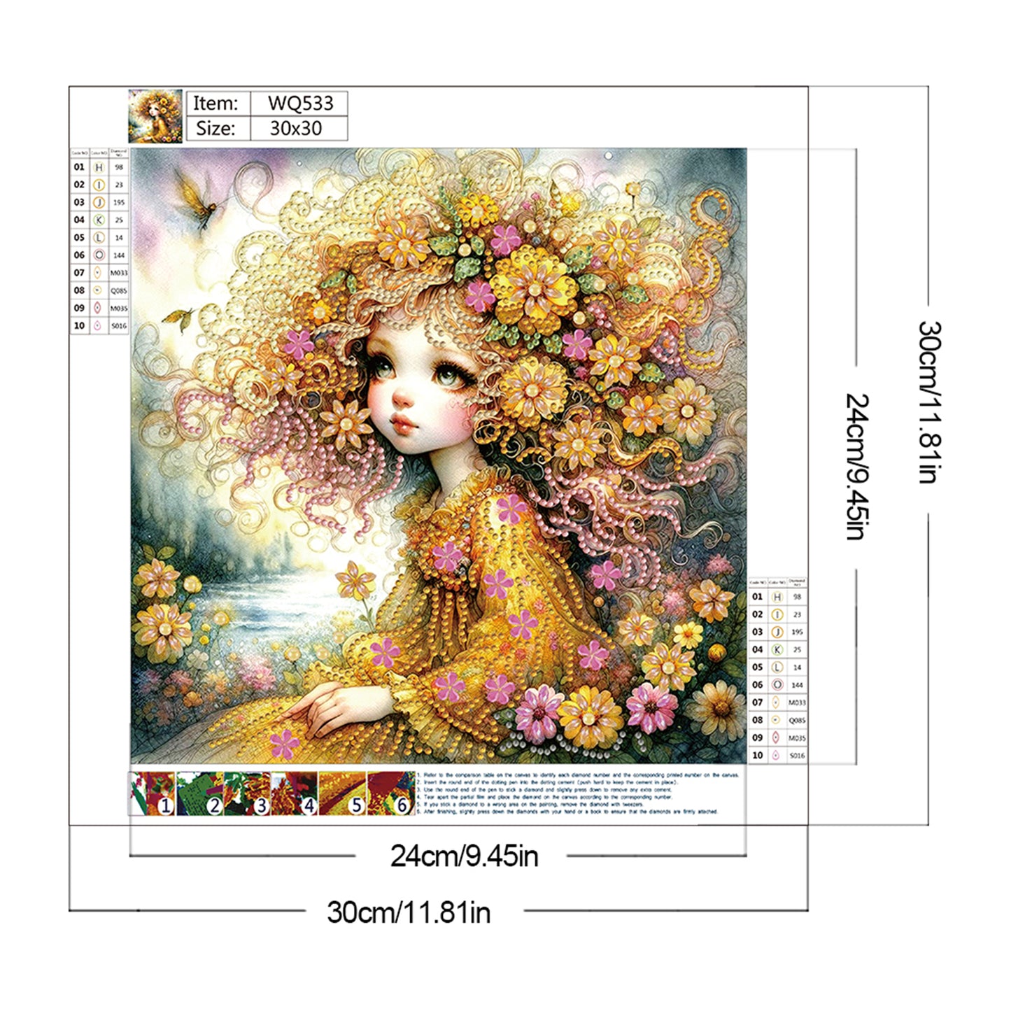 Little Girl With Yellow Flower - Special Shaped Drill Diamond Painting 30*30CM