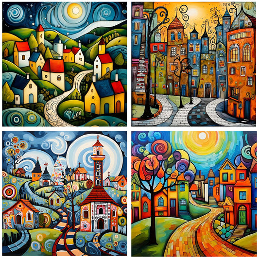 Houses - Full Round Drill Diamond Painting 30*30CM