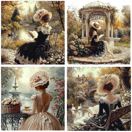 Vintage Girl - Full Round Drill Diamond Painting 30*30CM