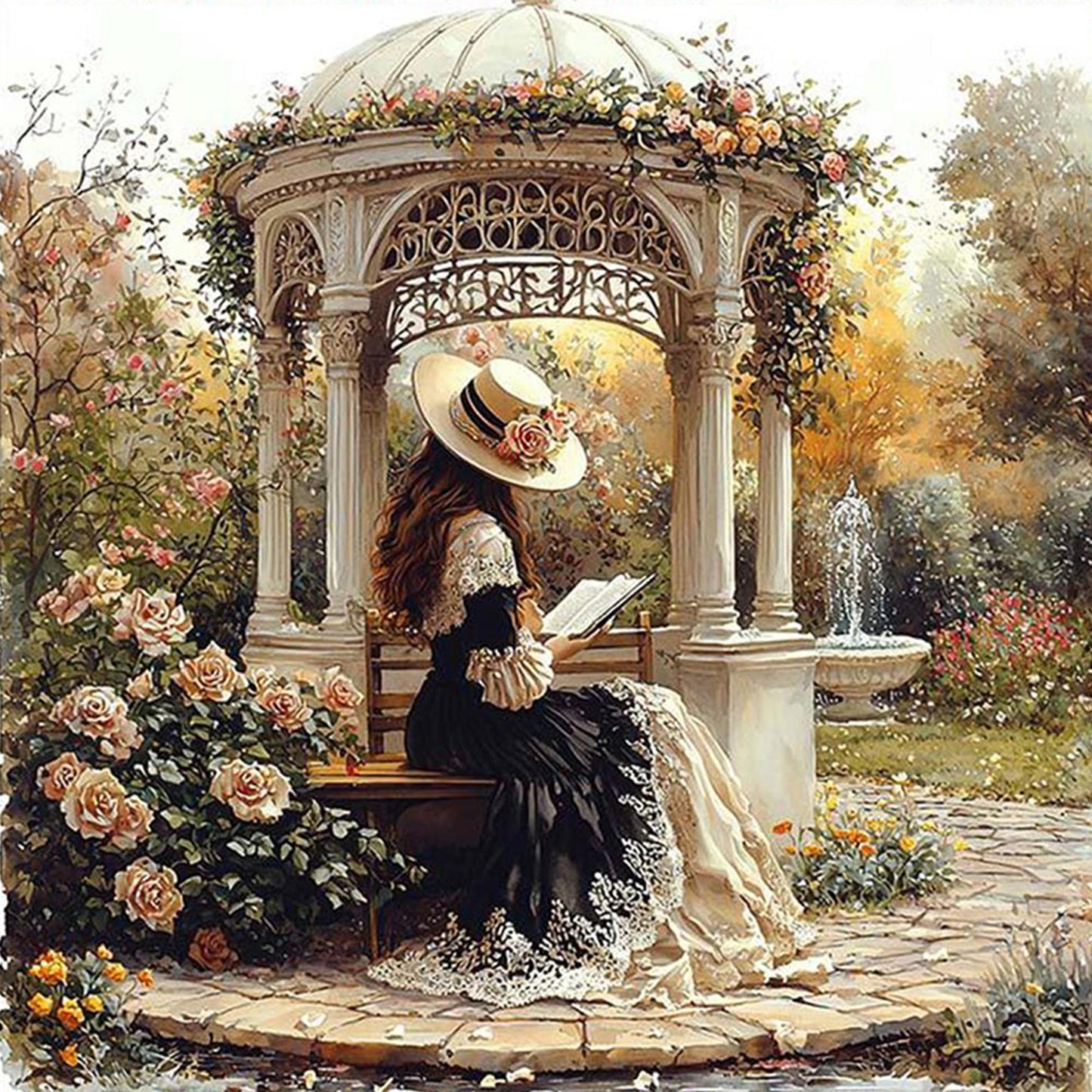 Vintage Girl - Full Round Drill Diamond Painting 30*30CM