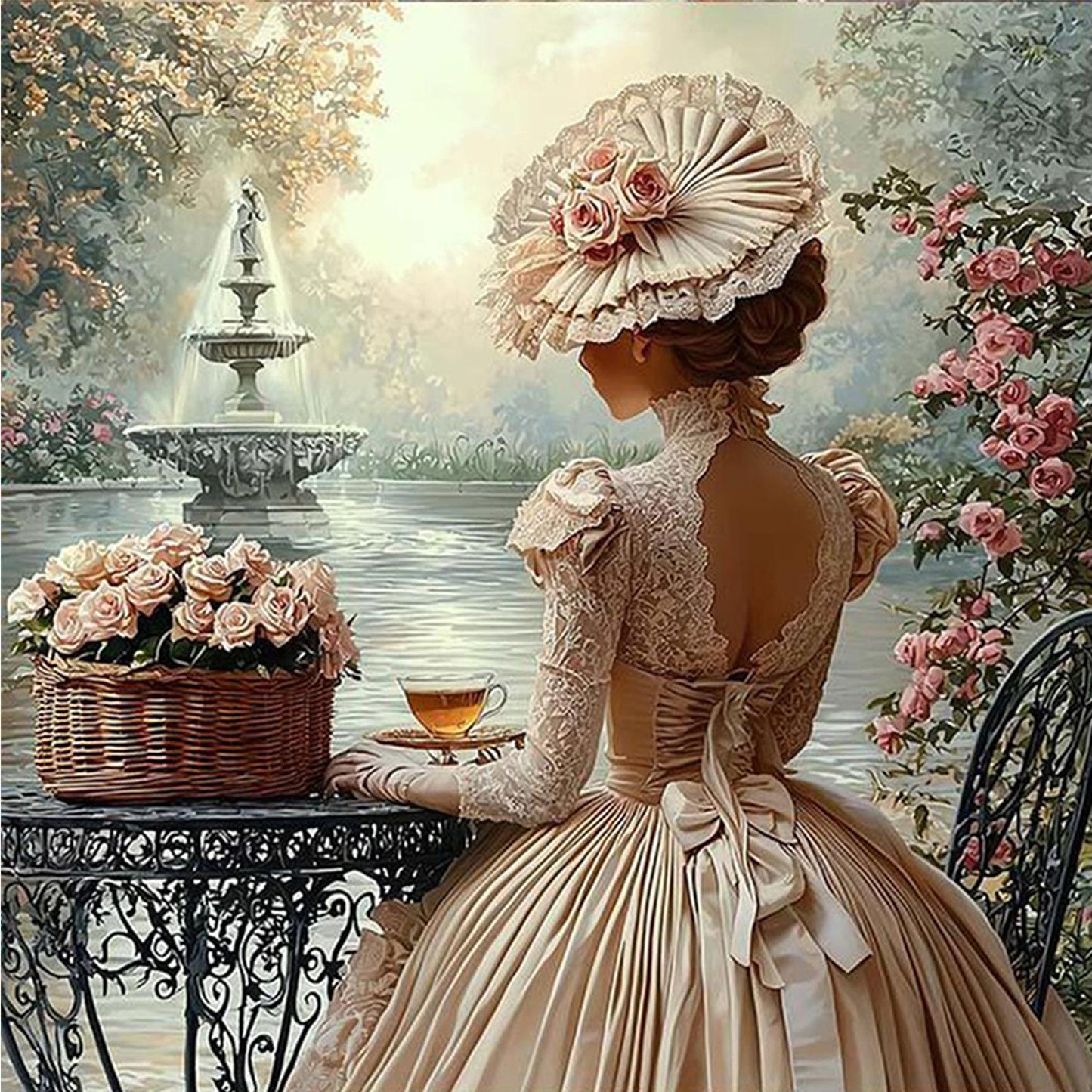 Vintage Girl - Full Round Drill Diamond Painting 30*30CM