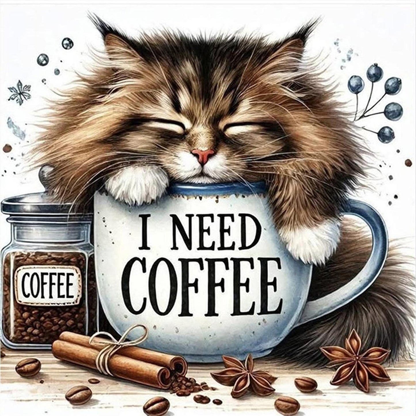 Cats And Coffee - Full Round Drill Diamond Painting 30*30CM