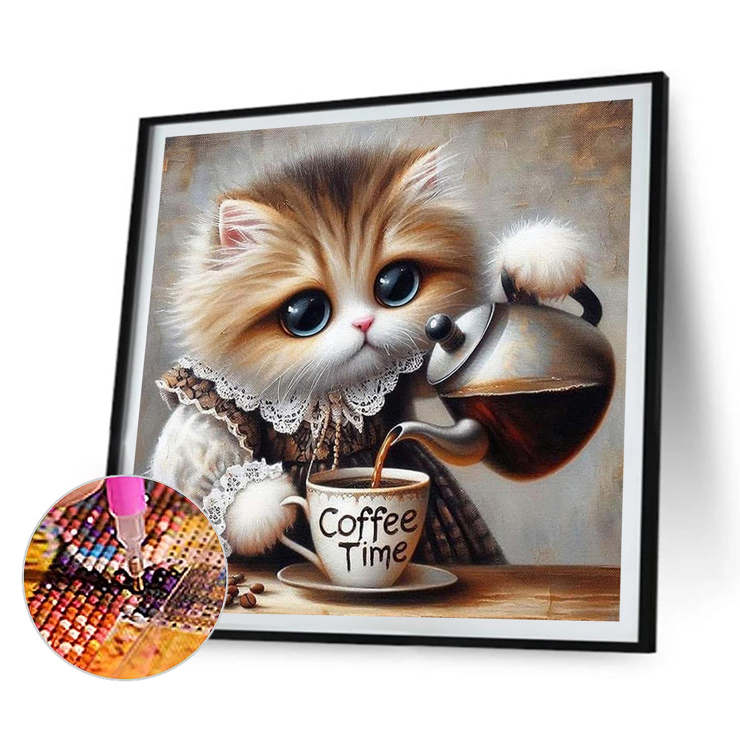 Cats And Coffee - Full Round Drill Diamond Painting 30*30CM