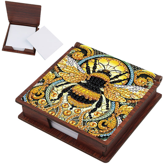 Wooden DIY Bee Diamond Painting Kit Note Box with 160 Papers for Office Desk