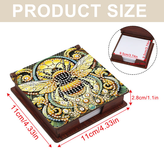 Wooden DIY Bee Diamond Painting Kit Note Box with 160 Papers for Office Desk