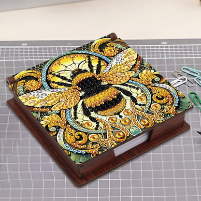 Wooden DIY Bee Diamond Painting Kit Note Box with 160 Papers for Office Desk