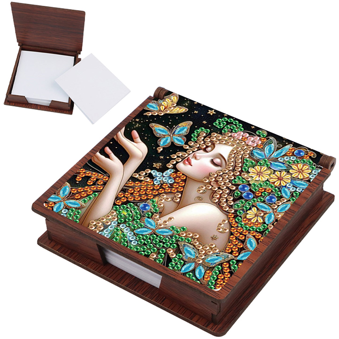 Wooden DIY Fairy Beauty 1 Diamond Painting Kit Note Box with 160 Papers Gifts