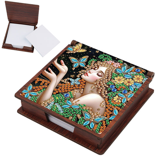 Wooden DIY Fairy Beauty 1 Diamond Painting Kit Note Box with 160 Papers Gifts