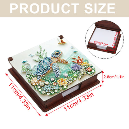 Wooden DIY Sea Turtle Diamond Painting Kit Note Box with 160 Papers for Office