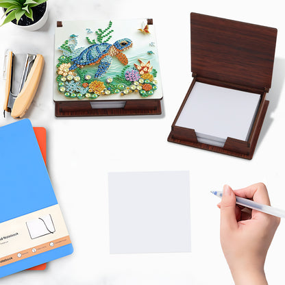 Wooden DIY Sea Turtle Diamond Painting Kit Note Box with 160 Papers for Office